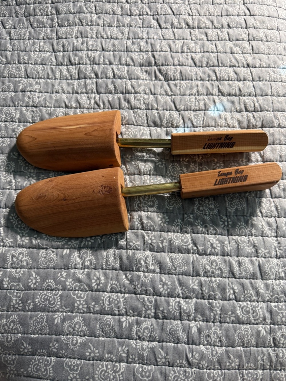 Tampa Bay Lightning Wooden Cider Shoe Stretchers with Gold Handle